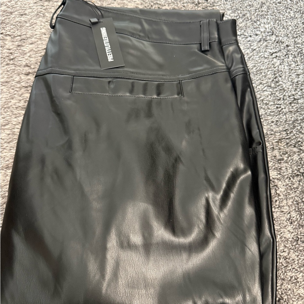 PrettyLittleThing Black Leather-Style pants
